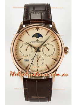 Jaeger LeCoultre Super Clone Master Ultra-Thin Perpetual Calendar Cream Dial Watch