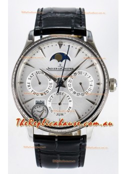 Jaeger LeCoultre Super Clone Master Ultra Thin Perpetual Calendar White Dial Diamonds Watch
