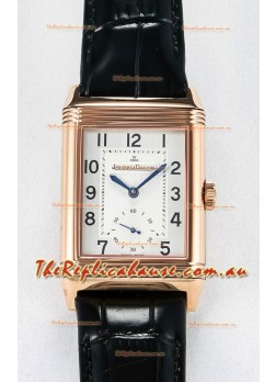Jaeger-LeCoultre Reverso Super Clone DuoFace Black/White Rose Gold Replica Watch 