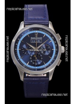 Jaeger LeCoultre Master Control Chronograph Calendar Steel Casing Blue Dial Watch 