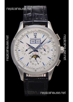 Jaeger LeCoultre Master Control Chronograph Calendar Steel Casing White Dial Watch 