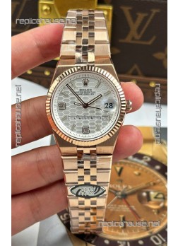 Rolex Land-Dweller 127235 Steel Honeycomb Rose Gold 36MM Swiss Replica Watch 