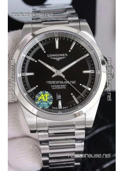 Longines Conquest Automatic Black Dial Automatic Watch in Steel Casing