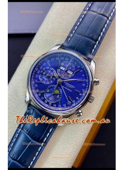 Longines Master Collection REF L2.673.4.92.0 Swiss Replica Watch in Blue Dial Leather Strap
