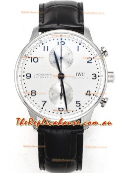 IWC Portuguese Chronograph Swiss Replica Watch in Steel Case White Dial - 1:1 Mirror Replica Edition
