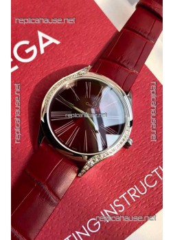 Omega De Ville Tresor Edition Swiss Quartz Watch 36MM Steel Casing Red Dial