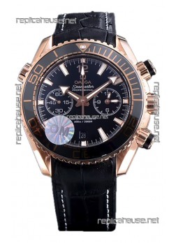 Omega Seamaster Planet Ocean 600M Sedna Gold Leather Strap 45.5MM 1:1 Mirror Replica Watch 