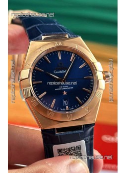Omega Co-Axial Constellation 39MM Rose Gold Bue Dial 1:1 Mirror Replica Watch