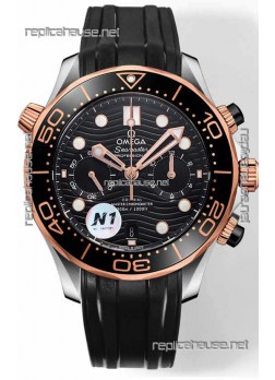 Omega Seamaster Co-Axial Master Chronograph Two Tone Black Dial 44MM 1:1 Mirror Replica