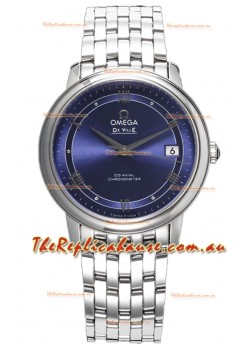 Omega De Ville Co-Axial Chronometer 36.8MM Swiss Replica Watch in Light Blue Dial 