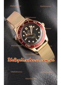 Omega Seamaster Super Clone 300M Diver Rose Gold Black Dial Edition Watch 