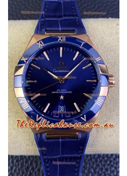 Omega Co-Axial Constellation 41MM Rose Gold 904L Steel - Blue Dial 1:1 Mirror Replica Watch