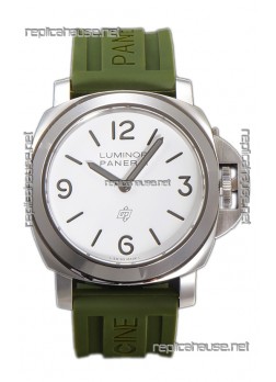 Panerai Luminor Base Logo PAM1087 White Dial 1:1 Mirror Quality - 904L Steel in Rubber Strap
