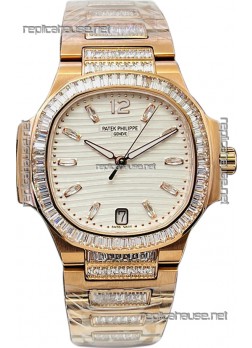 Patek Philippe Nautilus 7118R 35MM 1:1 Rose Gold White Dial 1:1 Mirror Replica Watch