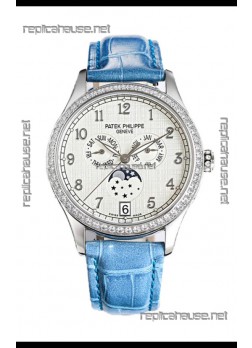 Patek Philippe Complications 4948G Annual Calendar Moonphase White Dial White Gold Swiss Replica 