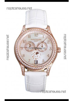 Patek Philippe Complications 4948G Annual Calendar Moonphase Pearl Dial Rose Gold Swiss Replica