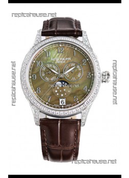 Patek Philippe Complications 4948G Annual Calendar Moonphase Pearl Dial White Gold Swiss Replica 
