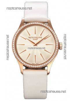 Patek Philippe Calatrava 4997 Ladies Rose Gold Yellow Dial with Swiss Automatic Movement Watch