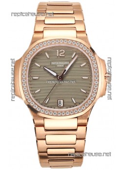 Patek Philippe Nautilus 7118R 35MM 1:1 Rose Gold Grey Dial 1:1 Mirror Replica Watch