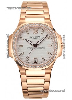 Patek Philippe Nautilus 7118R 35MM 1:1 Rose Gold White Dial 1:1 Mirror Replica Watch
