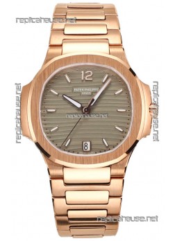 Patek Philippe Nautilus 7118R 35MM 1:1 Rose Gold Grey Dial 1:1 Mirror Replica Watch