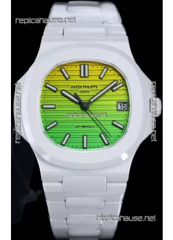 Patek Philippe Nautilus 5711 AET Remould White Ceramic Edition Gradient Yellow/Green Dial Swiss Replica Watch