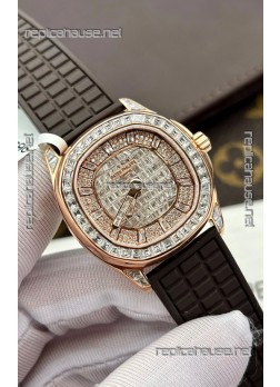 Patek Philippe Aquanaut 5062/450R-001 Rose Gold Diamonds Paved Swiss Replica Watch 