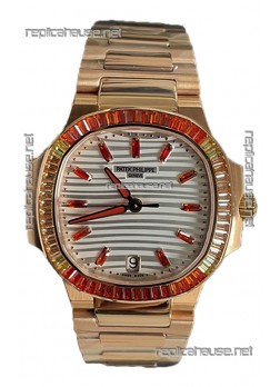 Patek Philippe Nautilus 7118R 35MM 1:1 Rose Gold Case White Dial 1:1 Mirror Replica Watch