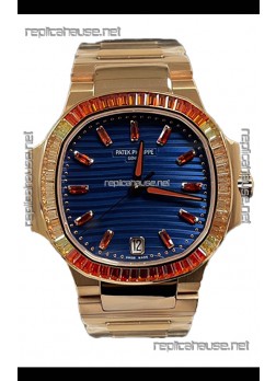Patek Philippe Nautilus 7118R 35MM 1:1 Rose Gold Case Blue Dial 1:1 Mirror Replica Watch