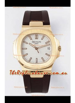 Patek Philippe Nautilus 5711/1R-001 1:1 Mirror Replica in 904L Steel Rose Gold White Dial