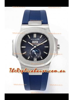 Patek Philippe Nautilus 5726A 1:1 Mirror Swiss Watch Blue Dial Rubber Strap