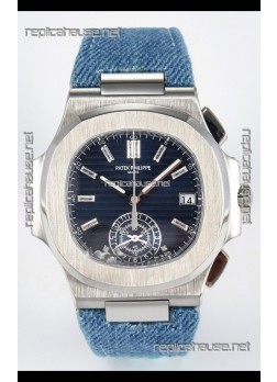 Patek Philippe Nautilus 5980/60G-001 Blue Dial Fabric Strap Crystal Numerals