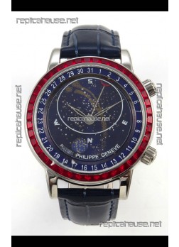 Patek Philippe Grand Complications 6102 Blue Dial Red Diamonds Swiss Replica Watch 