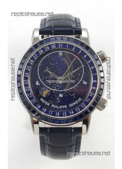 Patek Philippe Grand Complications 6102 Blue Dial Blue Diamonds Swiss Replica Watch 