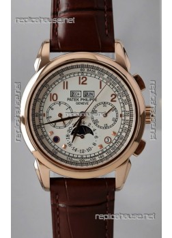 Patek Philippe Grand Complications 5270 Swiss Replica Watch in Rose Gold Casing White Dial
