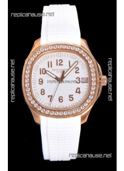 Patek Philippe Super Clone Aquanaut Rose Gold White Dial 38.5MM Watch 