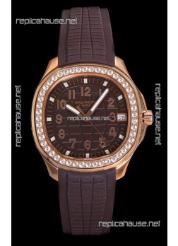 Patek Philippe Super Clone Aquanaut Rose Gold Brown Dial 38.5MM Watch 