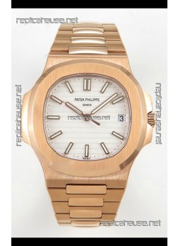 Patek Philippe Super Clone Nautilus 5711/1R-001 in Rose Gold White Dial