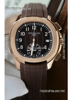 Patek Philippe Aquanaut Super Clone 5968 Chronograph Rose Gold Casing Brown Dial Watch 