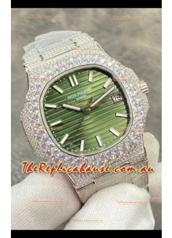 Patek Philippe Super Clone Nautilus 5711/1A-014 Diamonds Paved Edition Green Dial