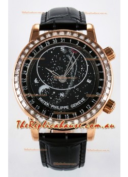 Patek Philippe 6104R Grand Complications Superclone Watch in Rose Gold - Diamonds Bezel 