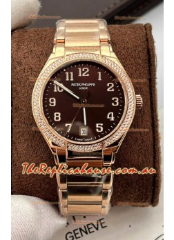Patek Philippe Twenty-4 Green Dial Rose Gold Casing 1:1 Mirror Replica Watch 36MM