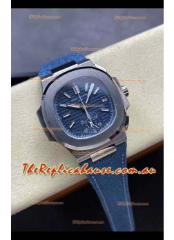 Patek Philippe Nautilus 5980/60G-001 904L Steel Case in Blue Dial Fabric Strap - 1:1 Mirror Replica