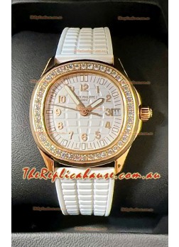 Patek Philippe Superclone Aquanaut 5072R Mossanites Paved Watch in Rose Gold Casing