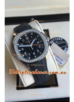 Patek Philippe Aquanaut 5267 Swiss Replica Black Dial in Stainless Steel Diamonds Bezel 38.5MM