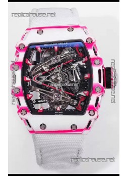 Richard Mille RM38-02 White/Pink Carbon Bubba Watson White Nylon Tourbillon Movement 1:1 Mirror Replica