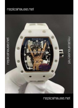 Richard Mille RM66 Flying Genuine Tourbillon White Ceramic White Strap Superclone Replica Watch 