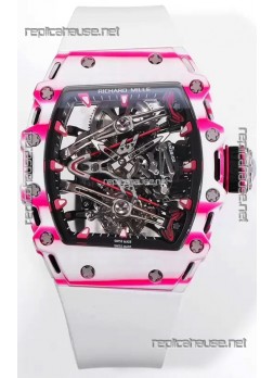 Richard Mille RM38-02 White/Pink Carbon Bubba Watson White Rubber Tourbillon Movement 1:1 Mirror Replica