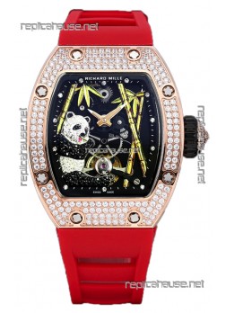Richard Mille RM26-01 Tourbillon Panda Rose Gold Casing Swiss Movement Watch  