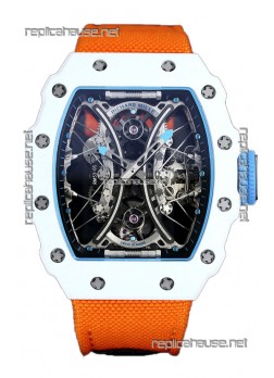 Richard Mille RM53-01 Pablo Mac Donough White TPT CASE White Orange Nylon Swiss Replica Watch